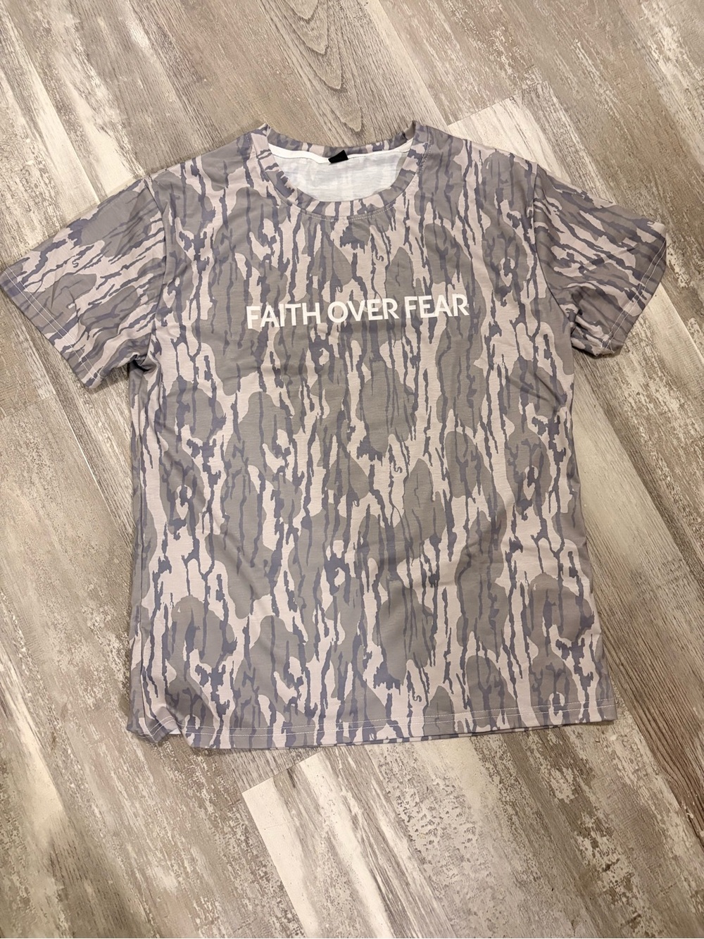 ‘Faith Over Fear' Gray Camo Tee